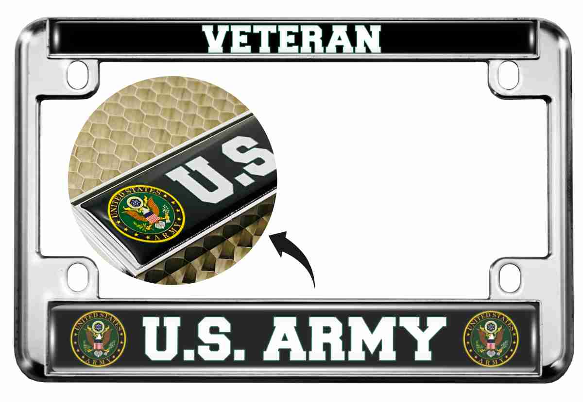 U.S. Army Veteran - Motorcycle Metal License Plate Frame